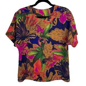 Nicola Petite 90s Tropical Floral Blouse